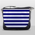 Horizontal Stripes - White and Dark Blue Messenger Bag