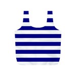 Horizontal Stripes - White and Dark Blue Full Print Recycle Bag (S)