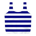 Horizontal Stripes - White and Dark Blue Full Print Recycle Bag (L)