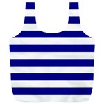 Horizontal Stripes - White and Dark Blue Full Print Recycle Bag (XL)