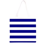 Horizontal Stripes - White and Dark Blue Grocery Light Tote Bag
