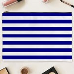 Horizontal Stripes - White and Dark Blue Cosmetic Bag (XXXL)