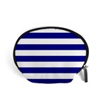 Horizontal Stripes - White and Dark Blue Accessory Pouch (Small)