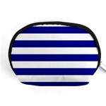 Horizontal Stripes - White and Dark Blue Accessory Pouch (Medium)