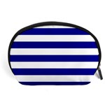 Horizontal Stripes - White and Dark Blue Accessory Pouch (Large)