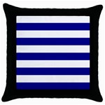 Horizontal Stripes - White and Dark Blue Throw Pillow Case (Black)