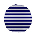Horizontal Stripes - White and Dark Blue Standard 15  Premium Round Cushion