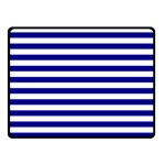Horizontal Stripes - White and Dark Blue Fleece Blanket (Small) (One Side)