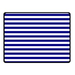 Horizontal Stripes - White and Dark Blue Double Sided Fleece Blanket (Small) (Two Sides)