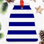 Horizontal Stripes - White and Dark Blue Bell Ornament (Two Sides)