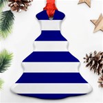 Horizontal Stripes - White and Dark Blue Ornament (Christmas Tree)