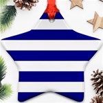 Horizontal Stripes - White and Dark Blue Star Ornament (Two Sides)