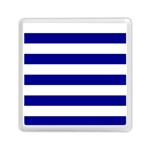 Horizontal Stripes - White and Dark Blue Memory Card Reader with Storage (Square)