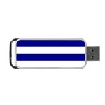 Horizontal Stripes - White and Dark Blue Portable USB Flash (Two Sides)