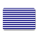 Horizontal Stripes - White and Dark Blue Small Doormat