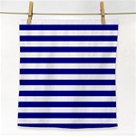 Horizontal Stripes - White and Dark Blue Face Towel
