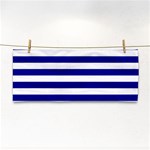 Horizontal Stripes - White and Dark Blue Hand Towel