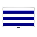 Horizontal Stripes - White and Dark Blue Business Card Holder