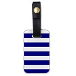 Horizontal Stripes - White and Dark Blue Luggage Tag (One Side)