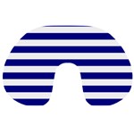 Horizontal Stripes - White and Dark Blue Travel Neck Pillow