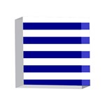 Horizontal Stripes - White and Dark Blue 4 x 4  Acrylic Photo Block