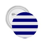 Horizontal Stripes - White and Dark Blue 2.25  Button