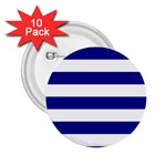 Horizontal Stripes - White and Dark Blue 2.25  Button (10 pack)