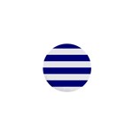 Horizontal Stripes - White and Dark Blue 1  Mini Magnet