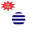 Horizontal Stripes - White and Dark Blue 1  Mini Magnet (100 pack)