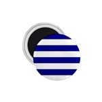 Horizontal Stripes - White and Dark Blue 1.75  Magnet