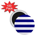 Horizontal Stripes - White and Dark Blue 1.75  Magnet (100 pack)