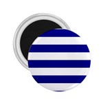 Horizontal Stripes - White and Dark Blue 2.25  Magnet