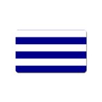Horizontal Stripes - White and Dark Blue Magnet (Name Card)