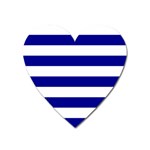 Horizontal Stripes - White and Dark Blue Magnet (Heart)