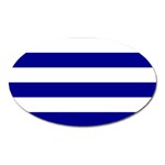 Horizontal Stripes - White and Dark Blue Magnet (Oval)