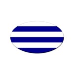 Horizontal Stripes - White and Dark Blue Sticker Oval (10 pack)