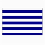Horizontal Stripes - White and Dark Blue Postcard 5  x 7 