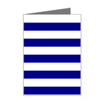 Horizontal Stripes - White and Dark Blue Mini Greeting Card