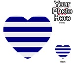 Horizontal Stripes - White and Dark Blue Multi-purpose Cards (Heart)