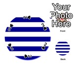 Horizontal Stripes - White and Dark Blue Playing Cards 54 (Round)
