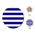 Horizontal Stripes - White and Dark Blue Playing Cards (Round)