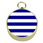 Horizontal Stripes - White and Dark Blue Gold Compass