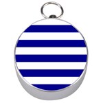 Horizontal Stripes - White and Dark Blue Silver Compass