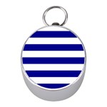 Horizontal Stripes - White and Dark Blue Silver Compass (Mini)