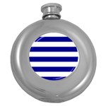 Horizontal Stripes - White and Dark Blue Hip Flask (5 oz)