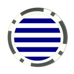 Horizontal Stripes - White and Dark Blue Poker Chip Card Guard