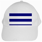 Horizontal Stripes - White and Dark Blue White Cap