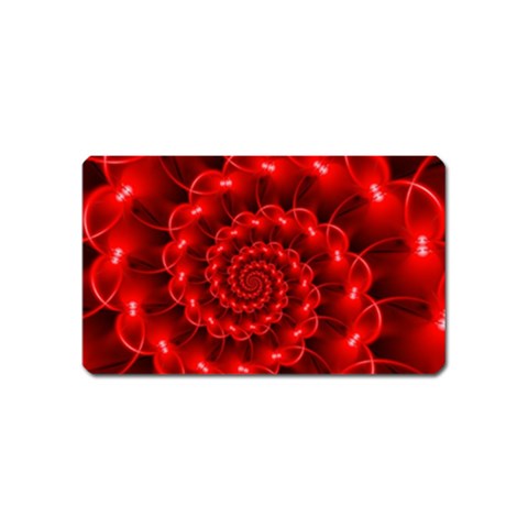 Glossy Red Spiral Fractal Magnet (Name Card) from ArtsNow.com Front