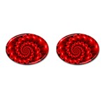Glossy Red Spiral Fractal Cufflinks (Oval)