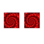 Glossy Red Spiral Fractal Cufflinks (Square)